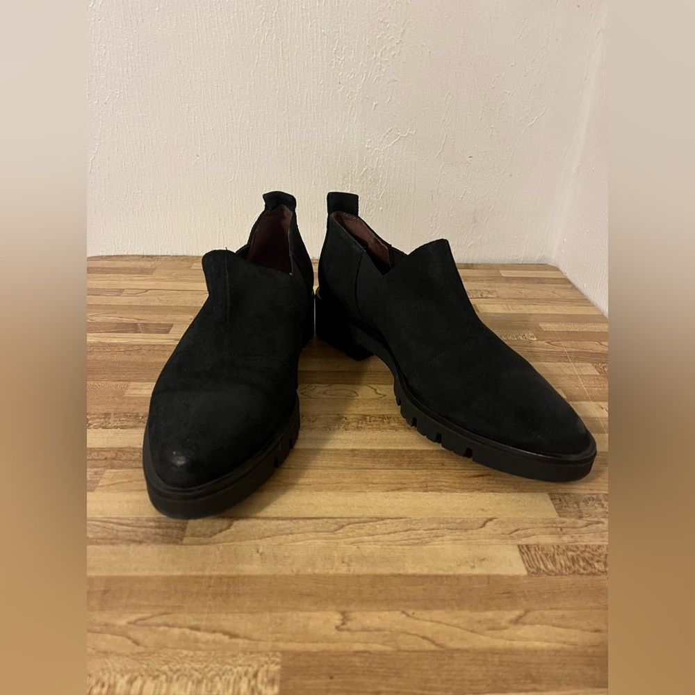 Eric Michael Black Suede Slip-on Almond Toe Lug Sole Handmade In Spain Shoes 41